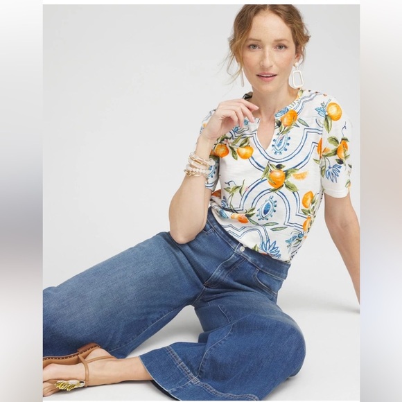 Chico’s notch neck tropical print tee women XL - Picture 4 of 8